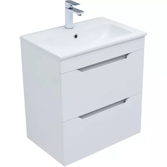 Тумба подвесная с раковиной Aquanet Практика 60 см 00330457, белый матовый - фото 3