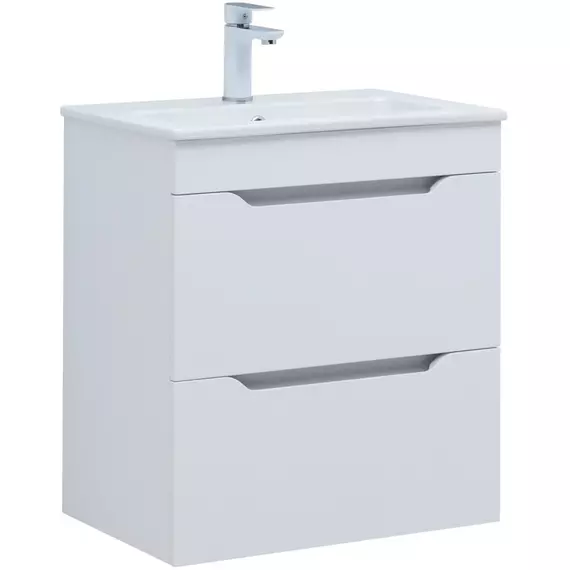 Тумба подвесная с раковиной Aquanet Практика 60 см 00330457, белый матовый - фото 