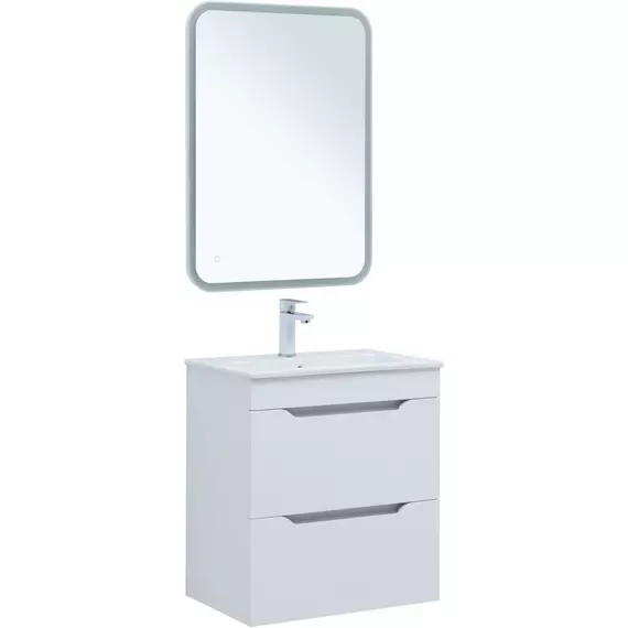 Тумба подвесная с раковиной Aquanet Практика 60 см 00330457, белый матовый - фото 5