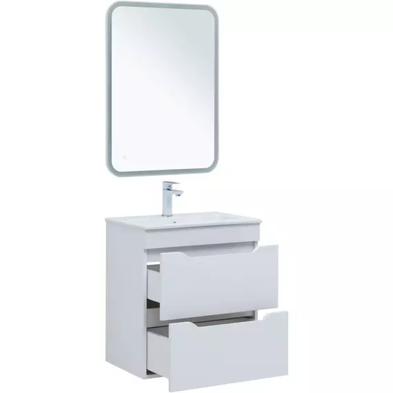 Тумба подвесная с раковиной Aquanet Практика 60 см 00330457, белый матовый - фото 9