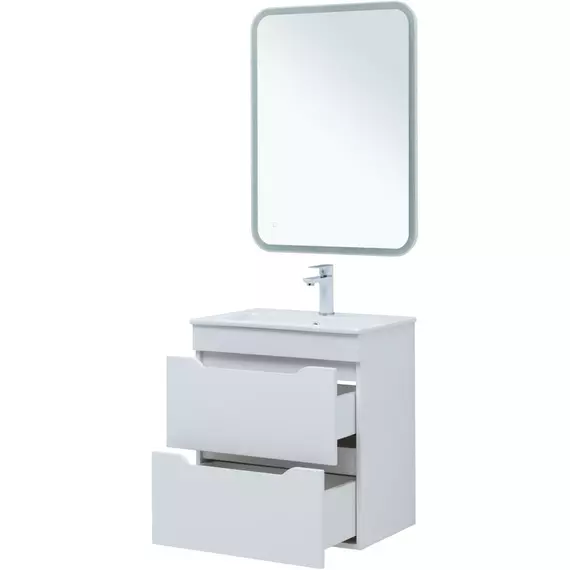 Тумба подвесная с раковиной Aquanet Практика 60 см 00330457, белый матовый - фото 10