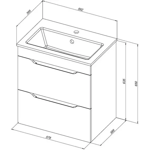 Тумба подвесная с раковиной Aquanet Практика 60 см 00330457, белый матовый - фото 14