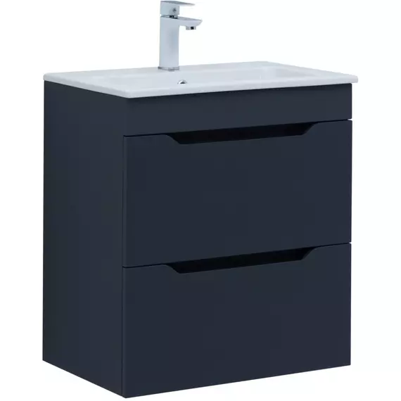 Тумба подвесная с раковиной Aquanet Практика 60 см 00330458, маренго - фото 