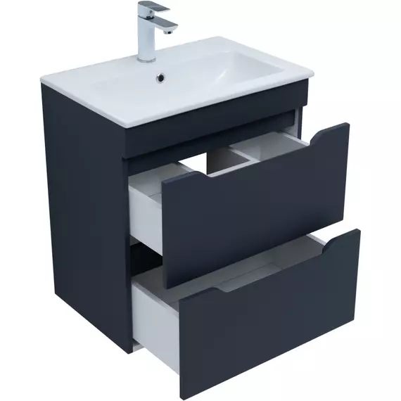 Тумба подвесная с раковиной Aquanet Практика 60 см 00330458, маренго - фото 5