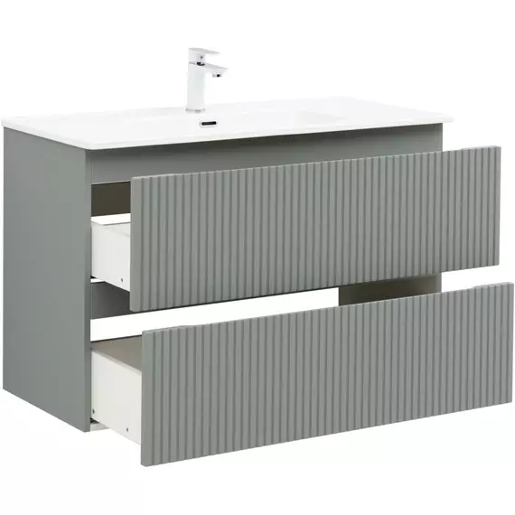 Тумба подвесная с раковиной Aquanet Джейн (Flat) 100 см 00335436, мисти грин - фото 6