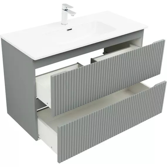 Тумба подвесная с раковиной Aquanet Джейн (Flat) 100 см 00335436, мисти грин - фото 4