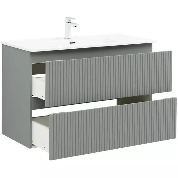 Тумба подвесная с раковиной Aquanet Джейн (Flat) 100 см 00335436, мисти грин - фото 5