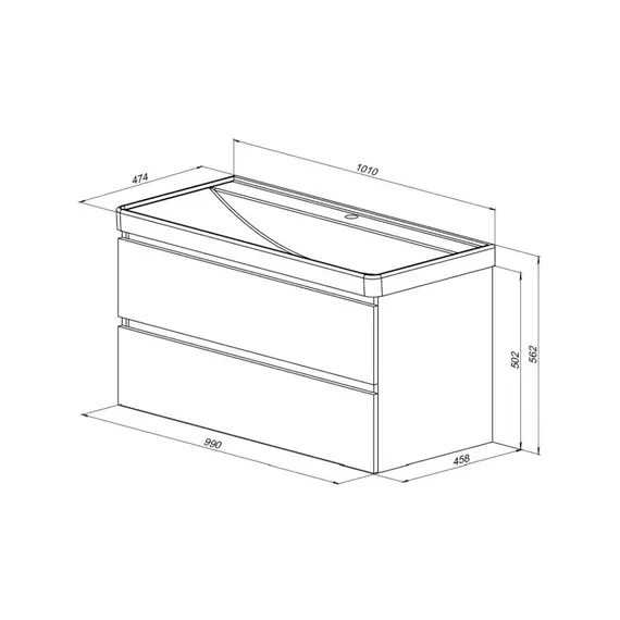 Тумба подвесная с раковиной Aquanet Вега 2.0 100 см 00337939, бежевый - фото 8