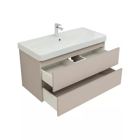 Тумба подвесная с раковиной Aquanet Вега 2.0 100 см 00337939, бежевый - фото 4