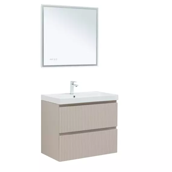 Тумба подвесная с раковиной Aquanet Джейн (Flat) 80 см 00343977, бежевый - фото 4