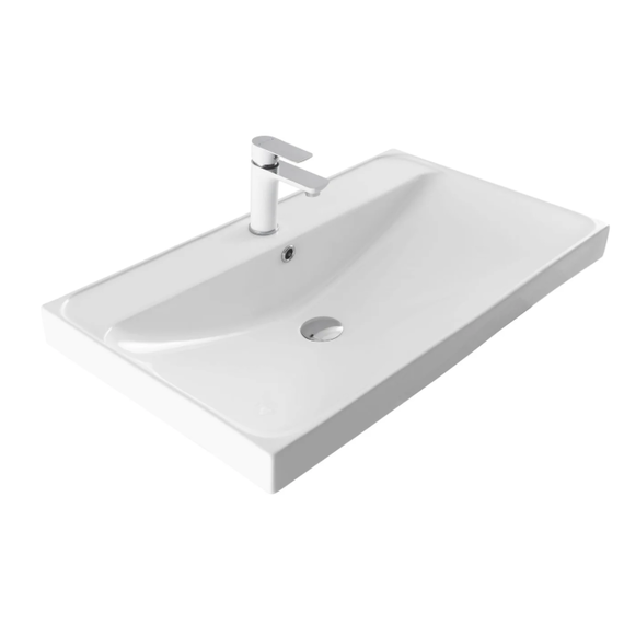 Тумба подвесная с раковиной Aquanet Джейн (Flat) 80 см 00343977, бежевый - фото 2