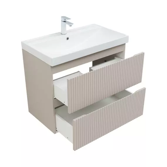 Тумба подвесная с раковиной Aquanet Джейн (Flat) 80 см 00343977, бежевый - фото 3