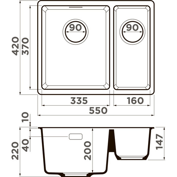 Кухонная мойка Omoikiri Kata 55-2-U ES 4997500, espresso - фото 4