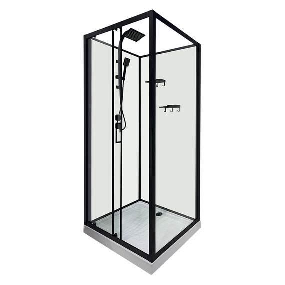 Душевая кабина Loranto 100х100 см CS-3010TM/W-100L, чёрный/прозрачное - фото 