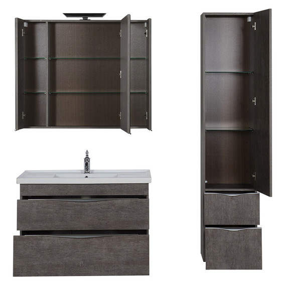 Тумба подвесная с раковиной Aquanet Эвора 100 см 00183003, дуб антик - фото 8