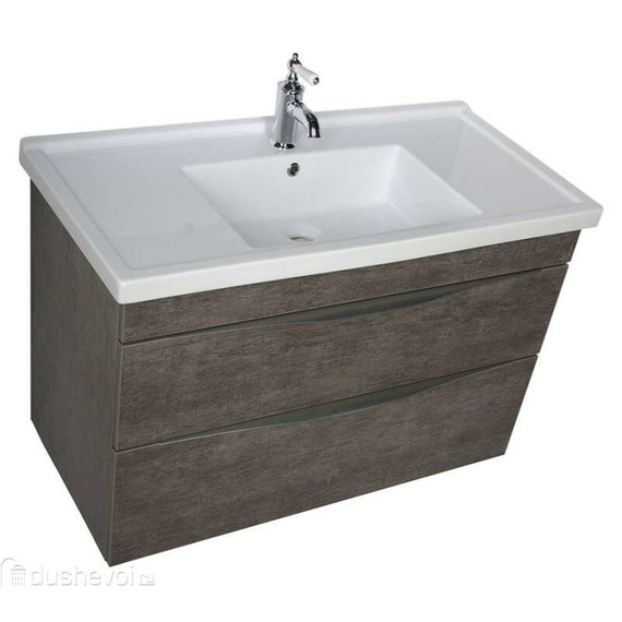 Тумба подвесная с раковиной Aquanet Эвора 100 см 00183003, дуб антик - фото 4