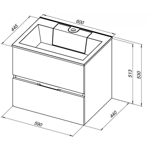 Тумба подвесная с раковиной Aquanet Алвита 60 см 00184301, белый - фото 18