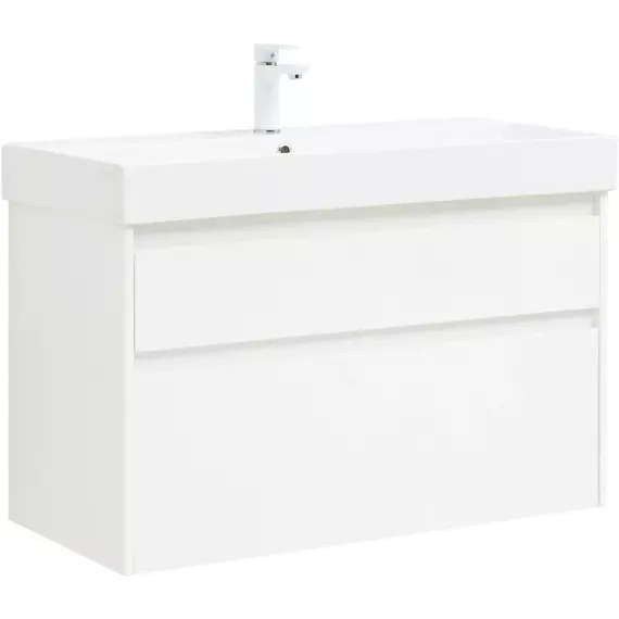 Тумба подвесная с раковиной Aquanet Nova Lite 100 см (SLIM SYNERGY) 00249940, белый - фото 