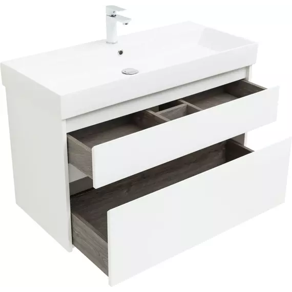 Тумба подвесная с раковиной Aquanet Nova Lite 100 см (SLIM SYNERGY) 00249940, белый - фото 4