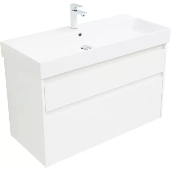 Тумба подвесная с раковиной Aquanet Nova Lite 100 см (SLIM SYNERGY) 00249940, белый - фото 3