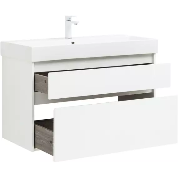 Тумба подвесная с раковиной Aquanet Nova Lite 100 см (SLIM SYNERGY) 00249940, белый - фото 5