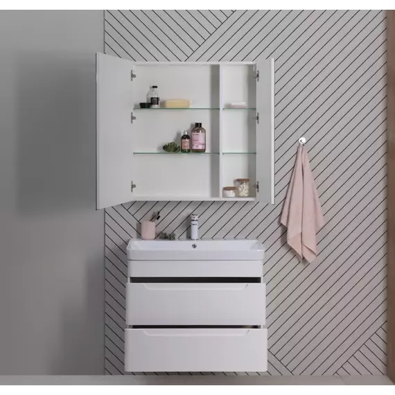 Тумба подвесная с раковиной Aquanet София 80 см 00274002, белый глянец - фото 11