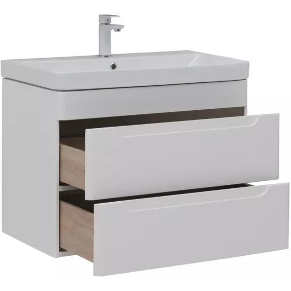 Тумба подвесная с раковиной Aquanet София 80 см 00274002, белый глянец - фото 5