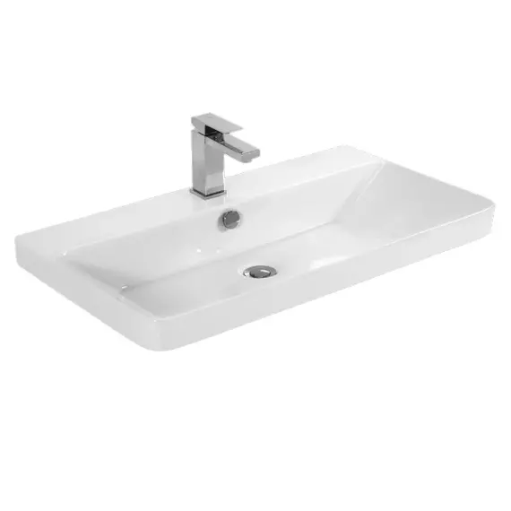 Тумба подвесная с раковиной Aquanet София 80 см 00274002, белый глянец - фото 2