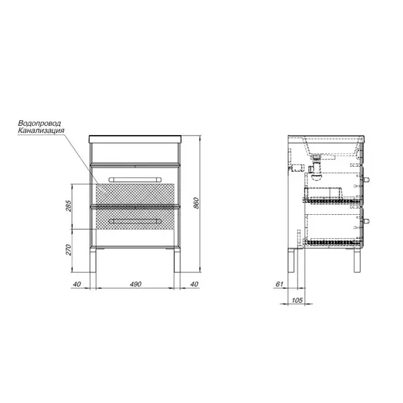 Тумба подвесная с раковиной Aquanet Лукка 60 см 00302396, белый - фото 17