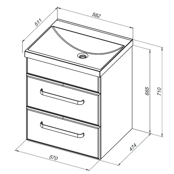 Тумба подвесная с раковиной Aquanet Лукка 60 см 00302396, белый - фото 15