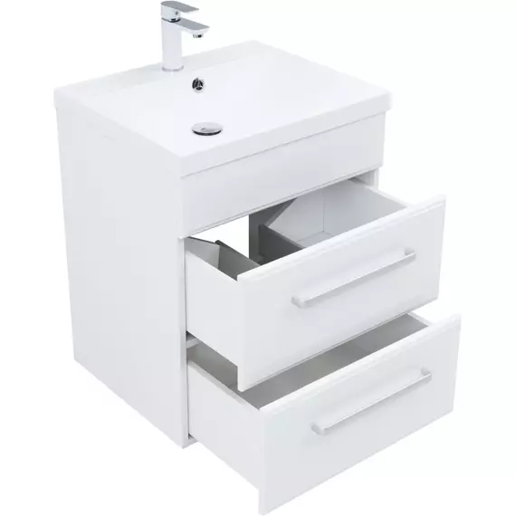 Тумба подвесная с раковиной Aquanet Лукка 60 см 00302396, белый - фото 5