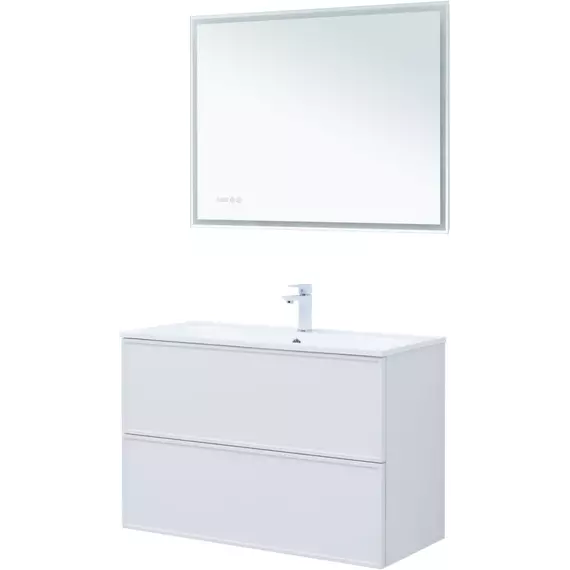 Тумба подвесная с раковиной Aquanet Арт 100 см 00313257, белый матовый - фото 10