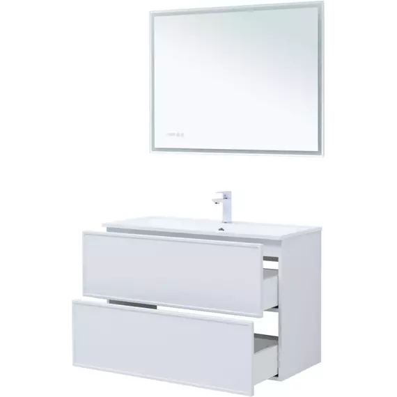 Тумба подвесная с раковиной Aquanet Арт 100 см 00313257, белый матовый - фото 9