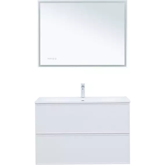 Тумба подвесная с раковиной Aquanet Арт 100 см 00313257, белый матовый - фото 7