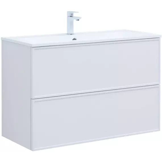 Тумба подвесная с раковиной Aquanet Арт 100 см 00313257, белый матовый - фото 