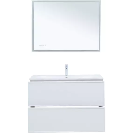 Тумба подвесная с раковиной Aquanet Арт 100 см 00313257, белый матовый - фото 8