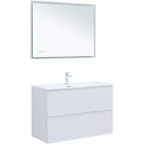 Тумба подвесная с раковиной Aquanet Арт 100 см 00313257, белый матовый - фото 5