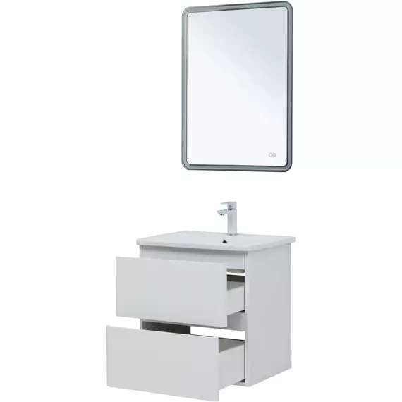 Тумба подвесная с раковиной Aquanet Эмбер 60 см 00330465, белый матовый - фото 8