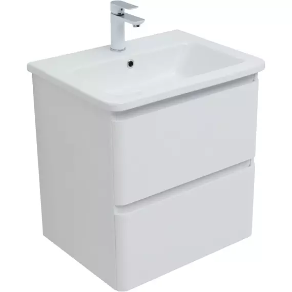 Тумба подвесная с раковиной Aquanet Эмбер 60 см 00330465, белый матовый - фото 