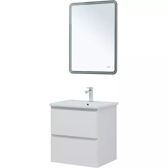 Тумба подвесная с раковиной Aquanet Эмбер 60 см 00330465, белый матовый - фото 9