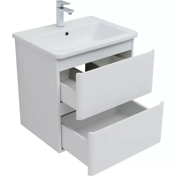 Тумба подвесная с раковиной Aquanet Эмбер 60 см 00330465, белый матовый - фото 4