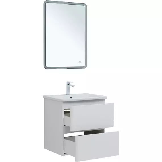 Тумба подвесная с раковиной Aquanet Эмбер 60 см 00330465, белый матовый - фото 5