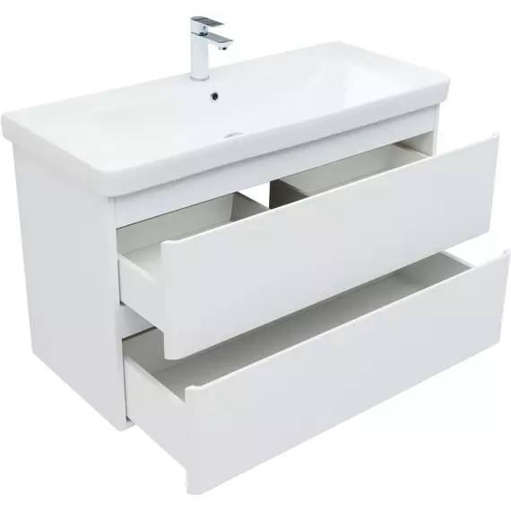 Тумба подвесная с раковиной Aquanet Эмбер 105 см 00330469, белый матовый - фото 4