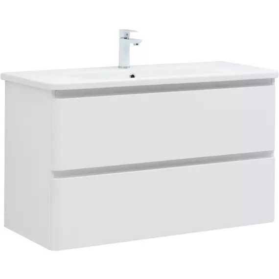 Тумба подвесная с раковиной Aquanet Эмбер 105 см 00330469, белый матовый - фото 