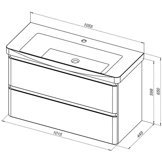 Тумба подвесная с раковиной Aquanet Эмбер 105 см 00330469, белый матовый - фото 13