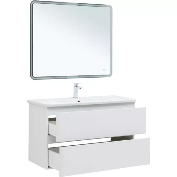 Тумба подвесная с раковиной Aquanet Эмбер 105 см 00330469, белый матовый - фото 5