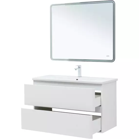 Тумба подвесная с раковиной Aquanet Эмбер 105 см 00330469, белый матовый - фото 8