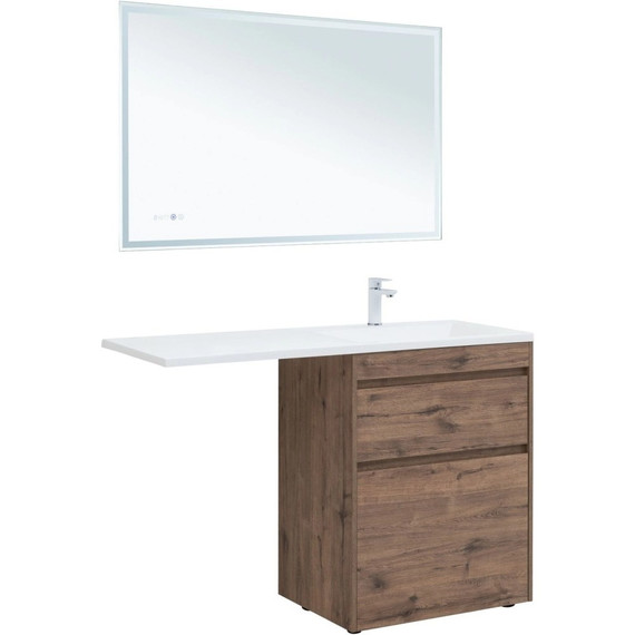 Тумба напольная с раковиной-столешницей Aquanet Токио 130 см 00333652 L, дуб веллингтон - фото 3