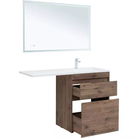 Тумба напольная с раковиной-столешницей Aquanet Токио 130 см 00333652 R, дуб веллингтон - фото 7