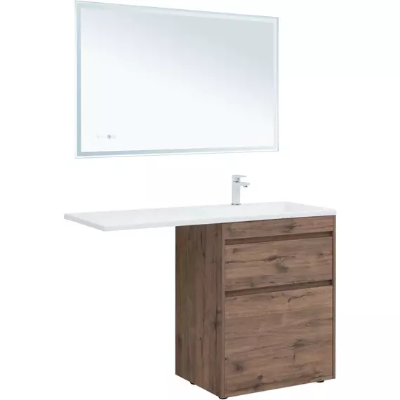 Тумба напольная с раковиной-столешницей Aquanet Токио 130 см 00333652 R, дуб веллингтон - фото 8